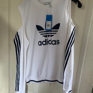Off shoulder adidas shirt